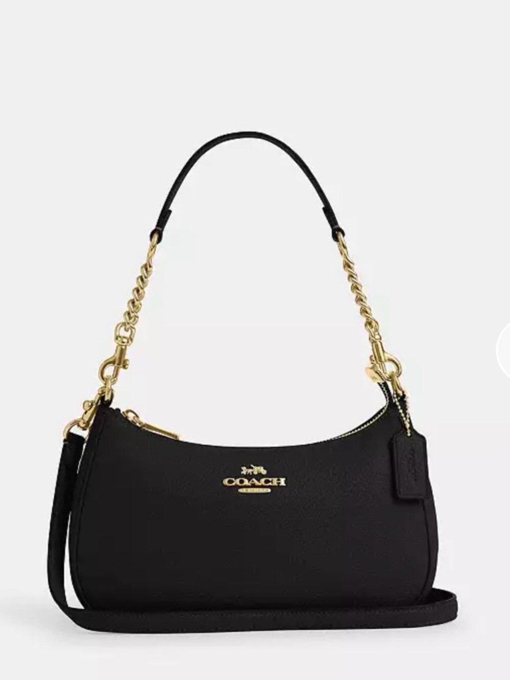 Coach Teri Shoulder Bag Black Pebbled Leather